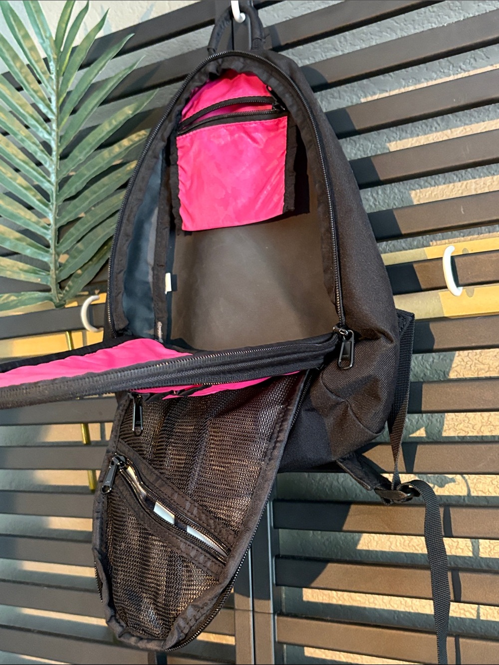Dakine Black Mini Backpack with Pink, Yellow & Purple Watercolor Panel - Picture 2 of 2